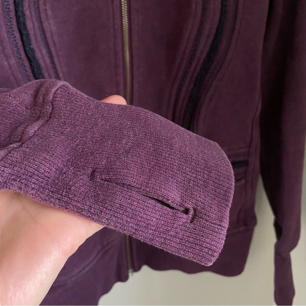 Lululemon Cuddle Up Jacket Cotton Fleece Heathered Plum Women’s Size 4 Athletic - Picture 6 of 12